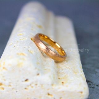 Hammered Tungsten Ring, 14K Rose Gold Tungsten Wedding Band, Hammered Wedding Band, 14K Rose Gold Hammered Wedding Ring, 14K Rose Gold Wedding Ring