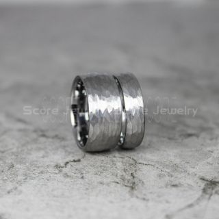 Hammered Rings, Hammered Wedding Bands, 2 Piece Couple Set Wedding Rings, Silver Wedding Bands, Silver Hammered Tungsten Bands, Silver Wedding Rings, Silver Tungsten Wedding Rings