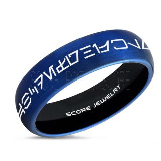 Aurebesh Ring, Star Wars Ring, Customize Your Own Text in Aurebesh, Star Wars Wedding Band, Blue Aurebesh Wedding Ring, Blue Tungsten Band, Aurebesh Wedding Band, Star Wars Wedding Ring, Star Wars Aurebesh Jewelry