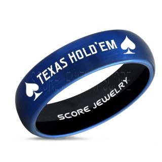 Texas Holdem Poker Ring, Poker Ring, Ace of Spades Ring, Poker Jewelry, Blackjack Ring, Casino Ring, Joker Ring, Poker Wedding Ring, Blue Tungsten Ring