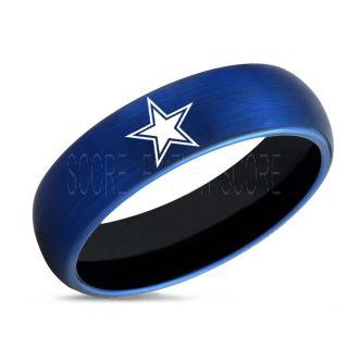 Texas Ring, Texas Football Ring, Dallas Ring, Football Ring, Blue Tungsten Ring, Blue Tungsten Wedding Ring, Blue Wedding Ring, Dallas Football Ring, Dallas Football Wedding Ring
