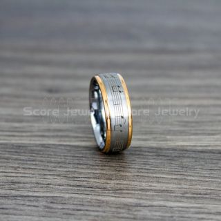 Music Ring, Music Sheet Ring, Music Jewelry, Piano Ring, Silver Tungsten Ring, Silver Ring, Silver Wedding Band, Treble Clef Note Ring, Music Notes Ring
