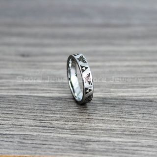 Zelda Ring, Gamer Ring, Legend of Zelda Ring, Zelda Wedding Ring, Zelda Wedding Band, Silver Tungsten Ring, Silver Wedding Band