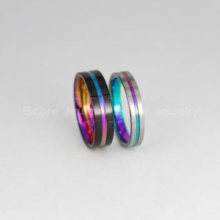 Rainbow Rings, Pride Rings, Pride Jewelry, 2 Piece Couple Set Black Tungsten Rings Rainbow Groove, Rainbow Rings, Rainbow Wedding Bands, Rainbow Wedding Rings