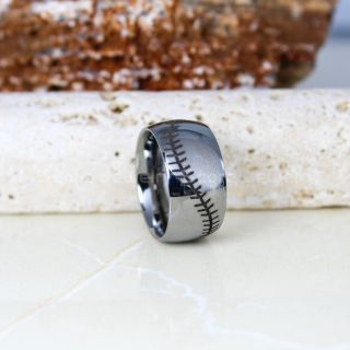 Baseball Ring, Baseball Ring, Baseball Stitch Pattern Ring, Silver Tungsten Ring, Silver Ring, Silver Wedding Band, Silver Wedding Ring, Baseball Stitch Ring, Silver Tungsten Band