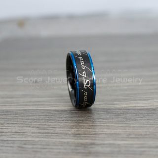 Elvish Ring, Tengwar Ring, Customize Your Own Text in Elvish, Elvish Black Wedding Band, Black Elvish Wedding Ring, Black Tungsten Band