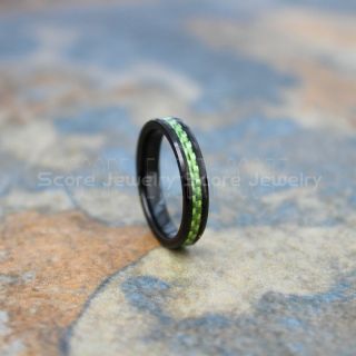 Black Tungsten Ring, Green Tungsten Ring, Black Wedding Band, Black Tungsten Ring with Green Carbon Fiber Inlay, Black Tungsten Wedding Band