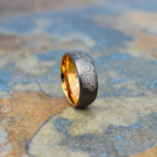 Doctor Who Ring, Gallifreyan Ring Doctor Who Jewelry, Doctor Who Wedding Band, Doctor Who Wedding Ring, 8mm Gunmetal Tungsten Ring