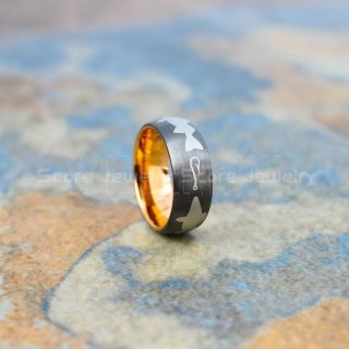 Walleye Ring Fishing Ring, Fish Hook Ring, Walleye Jewelry, Walleye Fishing Ring, Gunmetal Ring, Gunmetal Tungsten Ring, Gunmetal Wedding Band, Hunting Ring, Fish Hooks Wedding Band