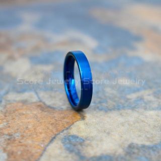 Classic 4mm Blue Tungsten Ring, Stackable Blue Tungsten Wedding Band, Blue Wedding Band, Blue Wedding Ring, Blue Tungsten Wedding Ring