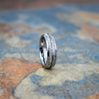Meteorite Ring, Meteorite Wedding Ring, Silver Tungsten Band with Meteorite Inlay, Meteorite Wedding Band, Meteorite Wedding Ring, Silver Tungsten Ring