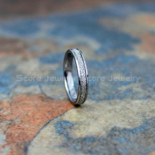 Meteorite Ring, Silver Tungsten Band with Meteorite Inlay, Meteorite Wedding Band, Meteorite Wedding Ring, Silver Tungsten Ring, Silver Wedding Band