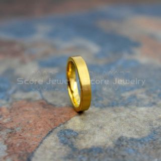 Yellow Gold Ring, Yellow Gold Wedding Band, Classic 4mm 14K Yellow Gold Tungsten Ring, Yellow Gold Tungsten Wedding Band, Yellow Gold Tungsten Wedding Ring