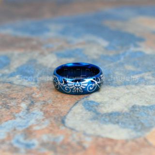Zelda Rings, Blue Legend of Zelda Rings, Zelda Wedding Rings, Zelda Wedding Bands, Blue Tungsten Rings, Blue Wedding Bands