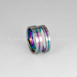 Rainbow Rings, Pride Rings, Pride Jewelry, 2 Piece Couple Set Silver Tungsten Rings Rainbow Groove, Rainbow Rings, Rainbow Wedding Bands, Rainbow Wedding Rings