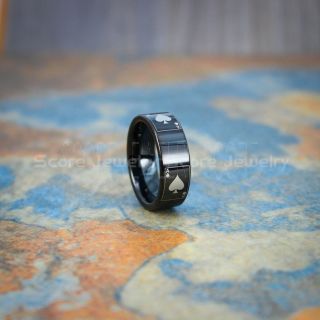 Ace of Spades Ring, Poker Ring, Blackjack Ring, Casino Ring, Joker Ring, Joker Card Suit Ring, Poker Wedding Ring, Black Poker Ring, Card Suit Wedding Band