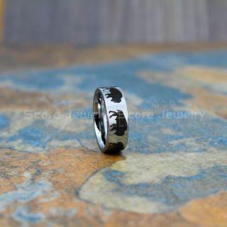 Bison Ring, Silver Bison Ring, Bison Tungsten Ring, Bison Jewelry, American Bison Ring, Silver Tungsten Wedding Band
