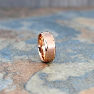 Rose Gold Ring, Rose Gold Wedding Band, Classic 8mm 14K Rose Gold Tungsten Ring, Rose Gold Tungsten Wedding Band, Rose Gold Tungsten Wedding Ring