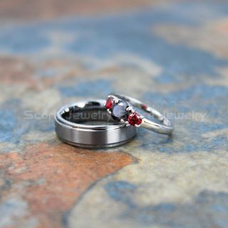 Silver Wedding Bands, Silver Wedding Rings, 2 Piece Wedding Ring and Engagement Ring Set, Silver Wedding Bands