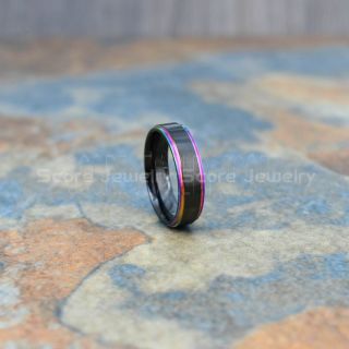 Rainbow Ring, Pride Ring, Black Tungsten Ring with Rainbow Groove, Rainbow Wedding Ring, Rainbow Wedding Band, Black Tungsten Wedding Ring