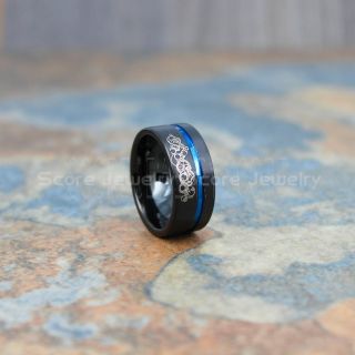 Doctor Who Ring, Gallifreyan Ring Doctor Who Jewelry, Doctor Who Wedding Band, Doctor Who Wedding Ring, 8mm Black Tungsten Ring