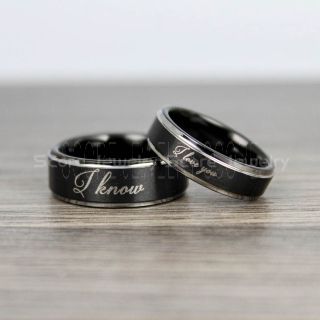 I Love You I Know Rings, 2 Piece Couple Set Star Wars Rings, Star Wars Wedding Bands, Matching I Love You I Know Rings, Black Wedding Rings, Black Tungsten Bands, Star Wars Wedding Bands