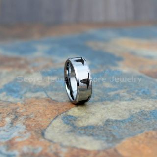 Canadian Geese Ring, Hunting Ring, Goose Ring, Geese Jewelry, Silver Tungsten Ring, Silver Wedding Band, Hunting Ring, Fish Hooks Ring