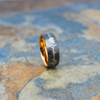 Heartbeat Ring, Heartbeat Wedding Band, Gunmetal Tungsten Wedding Band, Gunmetal Wedding Band, Heartbeat Wedding Ring, Gunmetal Wedding Ring