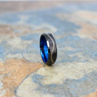Baseball Ring, Baseball Jewelry, Baseball Stitch Pattern Ring, Black Tungsten Ring, Black Ring, Black Wedding Band, Black Wedding Ring, Baseball Stitch Ring, Black Tungsten Band