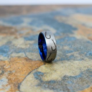 Fishing Ring, Fish Hook Ring, Silver Tungsten Ring, Silver Wedding Band, Hunting Ring, Fish Hooks Wedding Band, Silver Tungsten Wedding Band