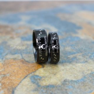 Duck Band Rings, Banded Together Ring, Classic Black Tungsten Rings, 2 Piece Couple Set Tungsten Wedding Bands, Banded Together Wedding Bands, Wedding Rings, Tungsten Wedding Rings