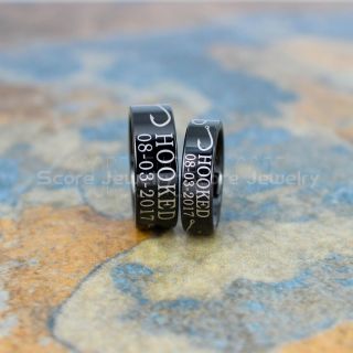 Duck Band Rings, Hooked Rings, Fish Hooks Rings, Classic Black Tungsten Rings, 2 Piece Couple Set Tungsten Wedding Bands, Banded Together Wedding Bands, Wedding Rings, Tungsten Wedding Rings