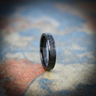 Black Tungsten Ring, Black Wedding Band, Black Tungsten Ring with Black Carbon Fiber Inlay, Black Tungsten Wedding Band