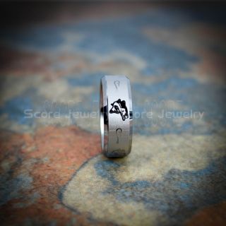 Fishing Ring, Fish Hook Ring, Bass Ring, Bass Fishing Ring, Silver Ring, Silver Tungsten Ring, Silver Wedding Band, Hunting Ring, Fish Hooks Wedding Band