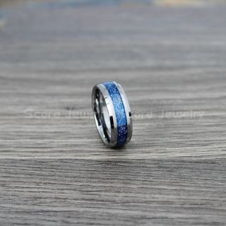 Dragon Ring, Dragon Inlay Ring, Celtic Ring, Silver Tungsten Ring, Silver Wedding Band, Silver Tungsten Ring with Blue Carbon Fiber and Blue Celtic Dragon Inlay Ring