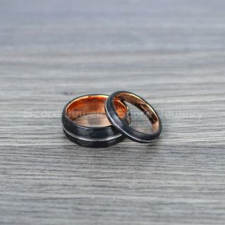 Hammered Rings, 2 Piece Couple Set Wedding Rings, Black Wedding Bands, Black Hammered Tungsten Bands, Black Wedding Rings, Black Tungsten Wedding Rings