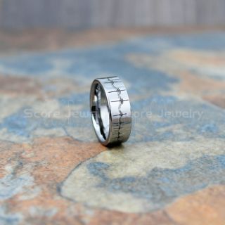 Lineworker Ring, Lineworker Jewelry, Powerline Technician Ring, Power Lines Ring, Power Lines Design Silver Tungsten Wedding Ring Silver Tungsten Band