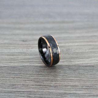 Hammered Ring, Black Wedding Band, Black Hammered Tungsten Band, Black Wedding Ring, Black Tungsten Wedding Ring