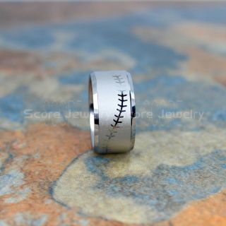 Baseball Ring, Baseball Stitch Pattern Ring, Silver Tungsten Ring, Baseball Jewelry, Silver Wedding Band, Silver Wedding Ring