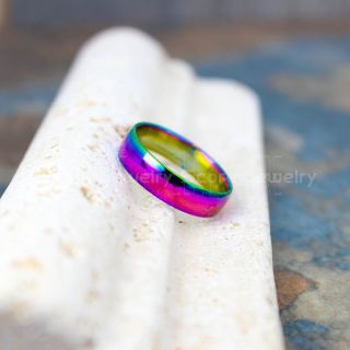Rainbow Ring, Pride Ring, Rainbow Stainless Steel Ring, 6mm Rainbow Wedding Ring, Rainbow Wedding Band, Stainless Steel Ring