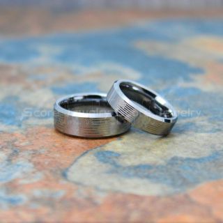 American Flag Rings, 2 Piece Couple Set American Flag Wedding Bands, 8mm & 6mm Silver Tungsten Rings, Silver Wedding Bands, Silver Tungsten Bands, Military Rings