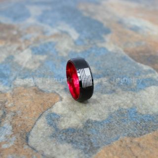 American Flag Ring, American Flag Wedding Band, 8mm Black Tungsten Ring, Black Wedding Band, Black Tungsten Band, Military Ring