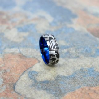 American Flag Ring, Camo Ring, Camouflage Ring, Military Ring, Blue Ring, Black Wedding Band, Black Wedding Ring, Military Wedding Band, Army Wedding Ring