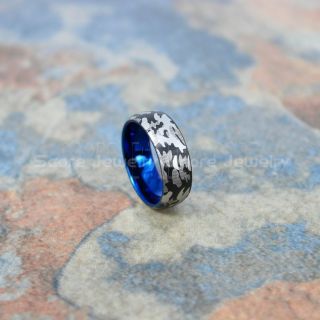 Camo Ring, Camouflage Ring, Military Ring, Blue Ring, Black Wedding Band, Black Wedding Ring, Military Wedding Band, Army Wedding Ring