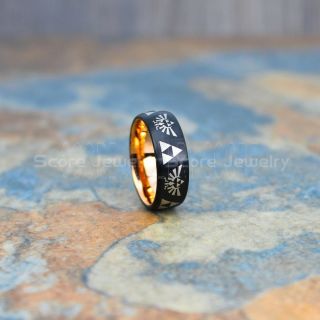 Zelda Ring, Gamer Ring, Legend of Zelda Ring, Zelda Wedding Ring, Zelda Wedding Band, Black Tungsten Ring, Black Wedding Band