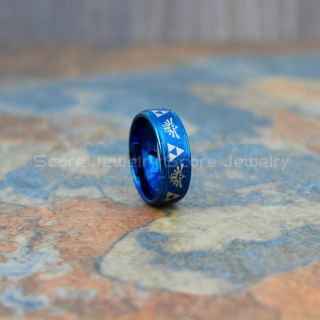 Zelda Ring, Gamer Ring, Legend of Zelda Ring, Zelda Wedding Ring, Zelda Wedding Band, Blue Tungsten Ring, Blue Wedding Band
