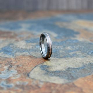 Silver Tungsten Ring, Silver Tungsten Wedding Band with 14K Rose Gold Groove, Silver Wedding Band, Silver Wedding Ring, Silver Tungsten Wedding Band