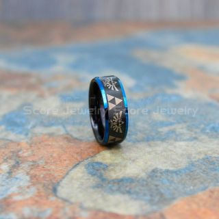 Zelda Ring, Gamer Ring, Legend of Zelda Ring, Zelda Wedding Ring, Zelda Wedding Band, Black Tungsten Ring, Black Wedding Band