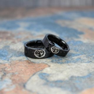 Simply Meant To Be Jack and Sally Rings, Jack and Sally Wedding Bands, Black Tungsten Rings, Black Tungsten Wedding Bands, Jack and Sally Wedding Rings