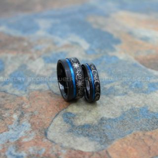 Sun and Moon rings, 2 Piece Couple Set Tribal Sun and Moon Rings, Sun and Moon Wedding Bands, Tribal Sun and Moon Rings, Black Rings, Black Tungsten Bands, Sun and Moon Wedding Bands